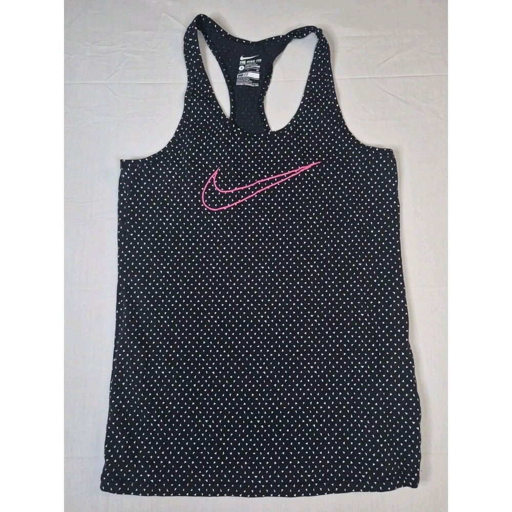 The Nike Tee Tank Top Womens Size Small Black White Triangle Geometric Dri-Fit